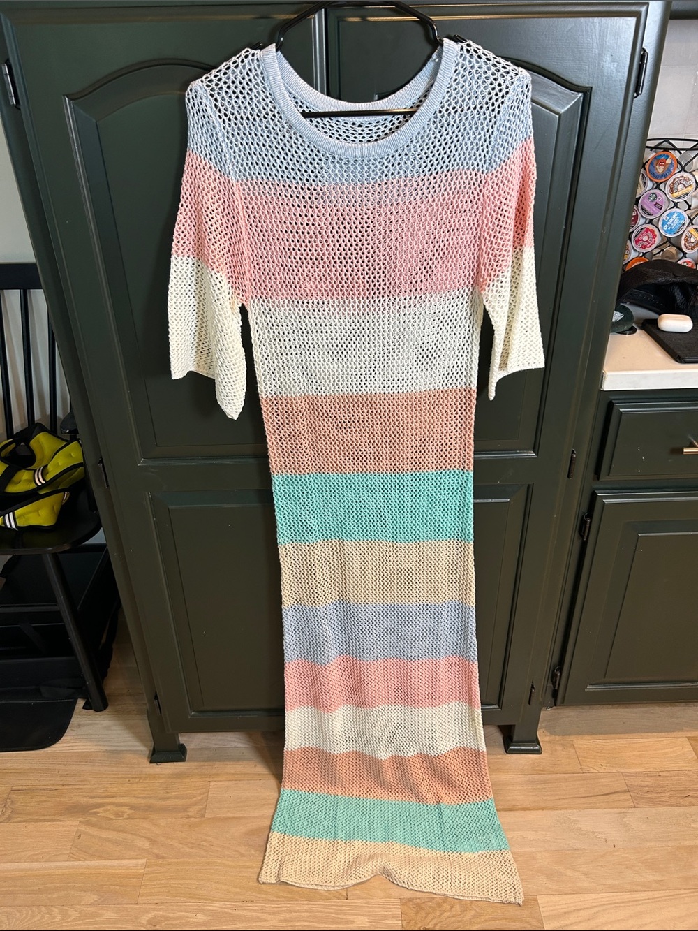 Striped Crochet Swim Cover Up in Pastel Colors